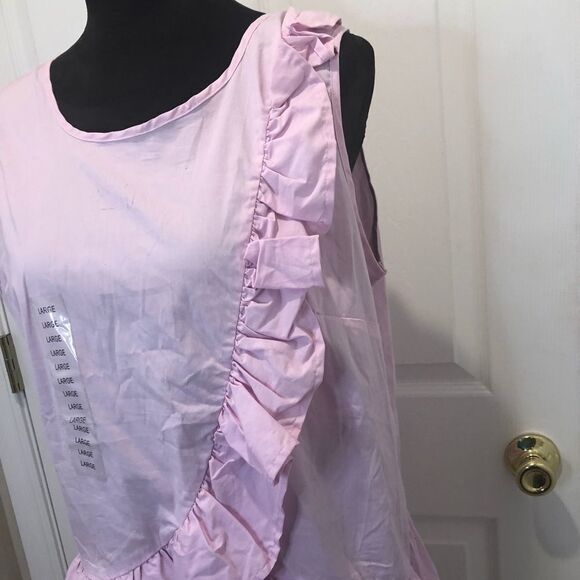 Signature Studio pink ruffle peplum sleeveless top - Picture 2 of 9